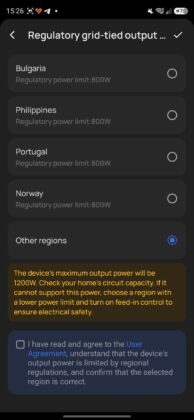 EcoFlow Stream - grid-tied output setting