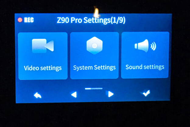 DDPAI Z90 Pro - Settings Menu