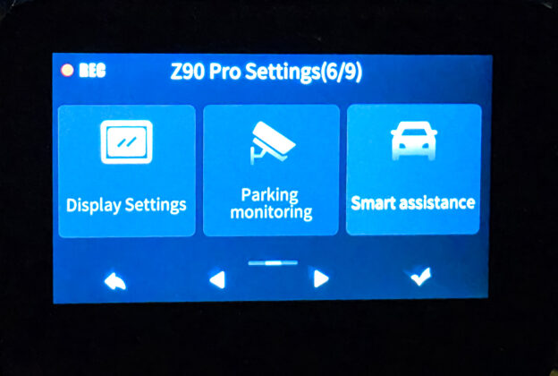 DDPAI Z90 Pro - Settings Menu