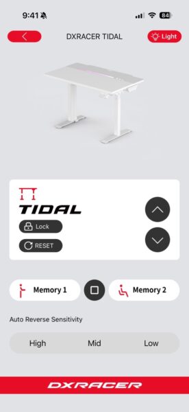 DXRacer Tidal XL mobile control app.