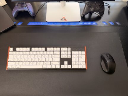 Customizable RGB lighting integrated into the desktop surface.
