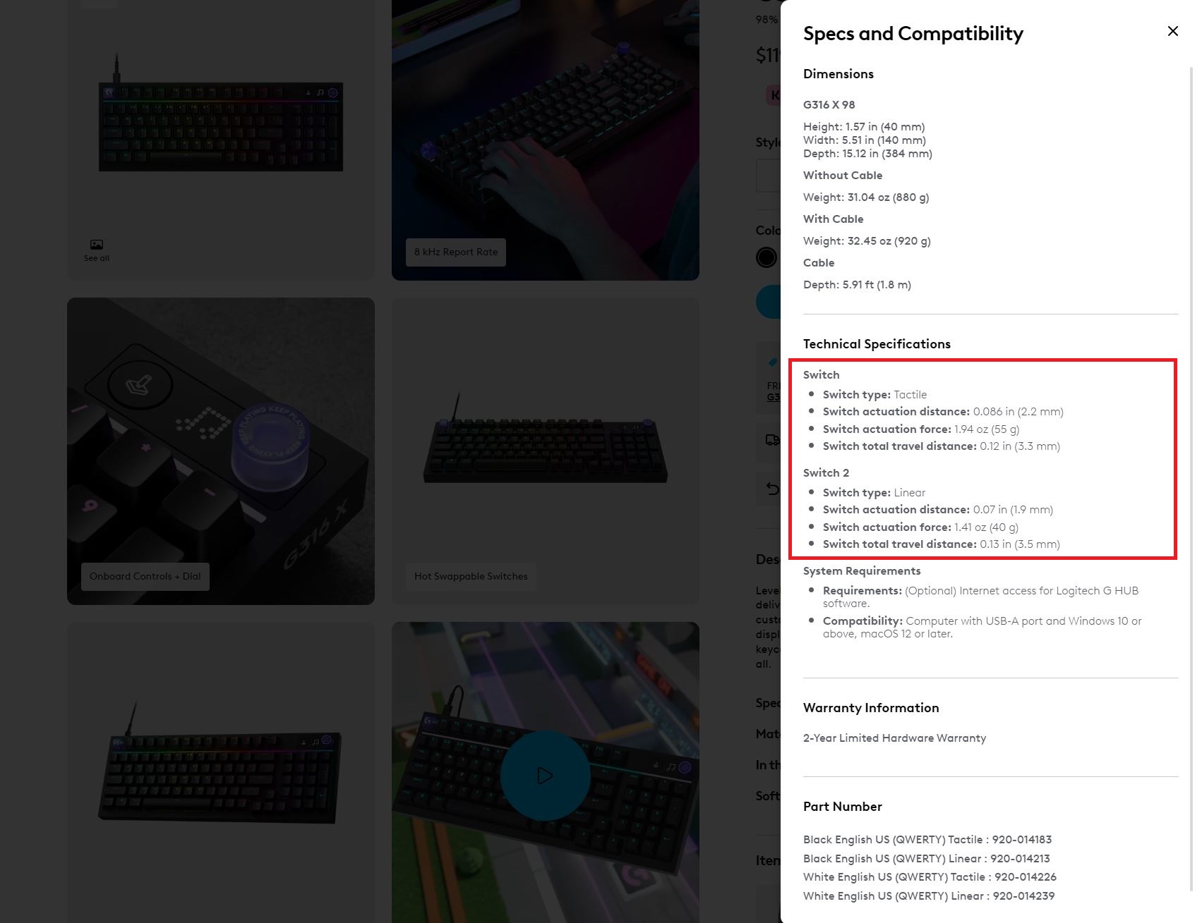 Logitech G316 X 98