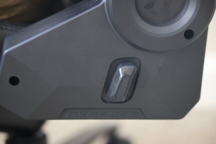 Close-up of the DXRacer Martian Pro XL electric recline control on the side of the chair