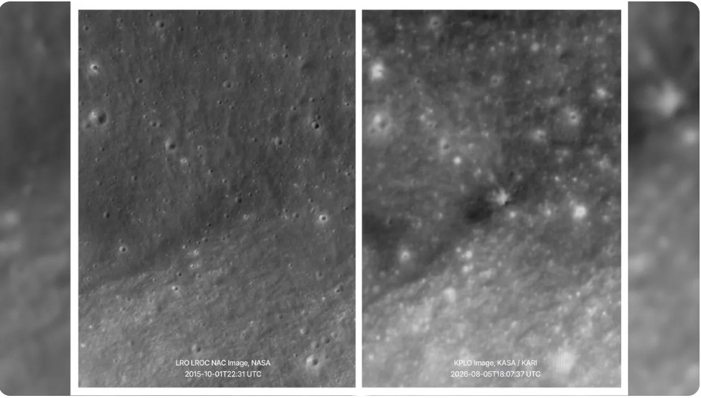 SpaceX rocket's impact crater on the moon SpaceX rocket's impact crater on the moon