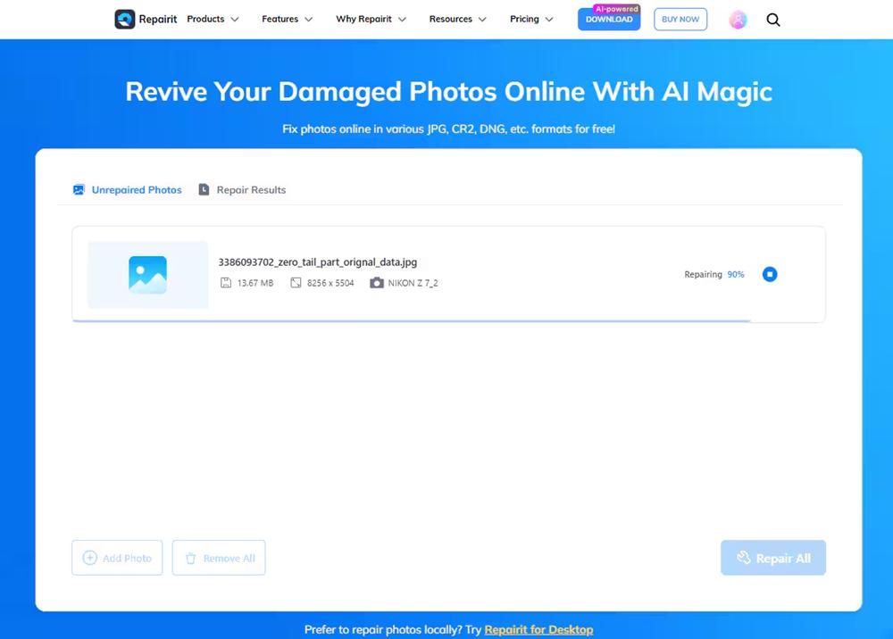 Run the online repair process