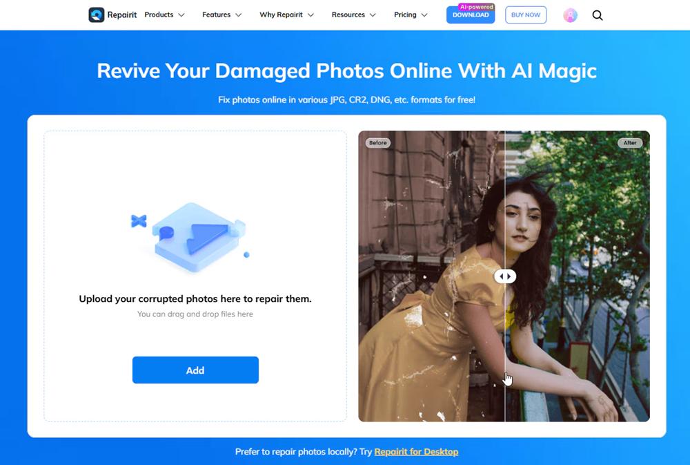 Upload the damaged photo