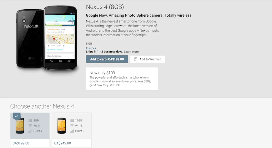 Nexus 4 pricedrop
