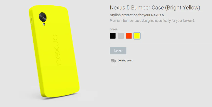 Nexus 5 Bumper Case Bright Yellow