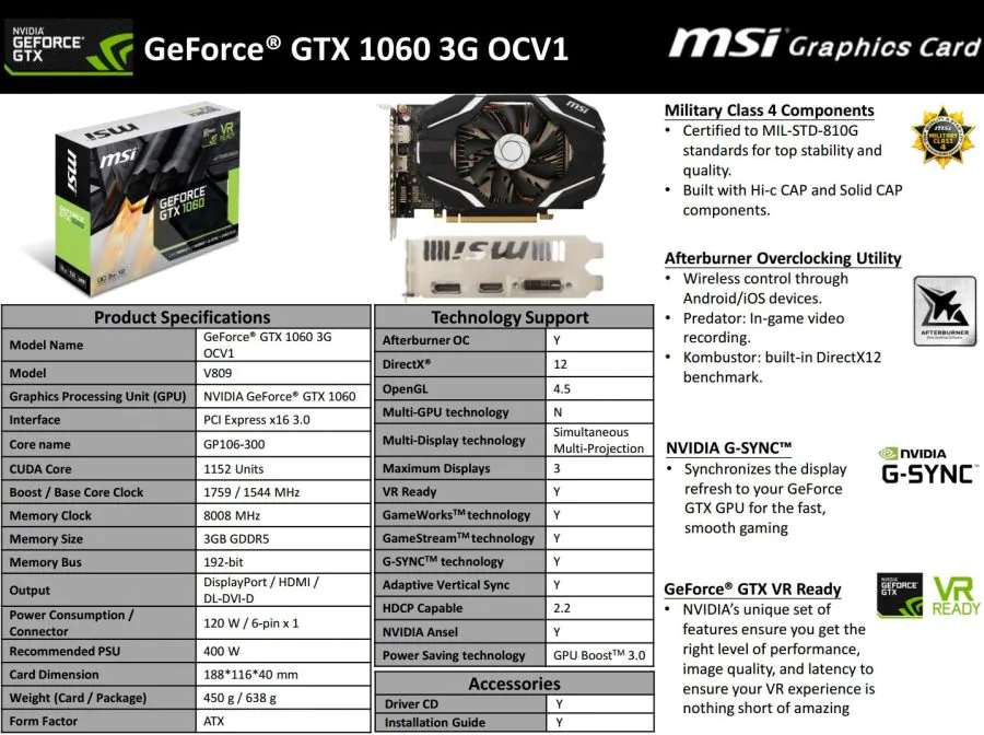 GTX 1060 3GB OC V1