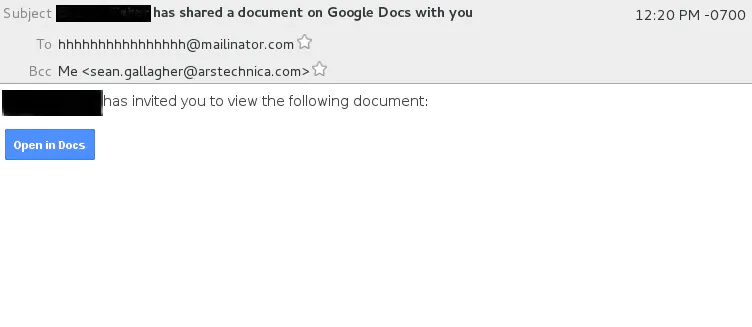 Google предупредила пользователей о фишинговой рассылке под видом писем из Google Docs