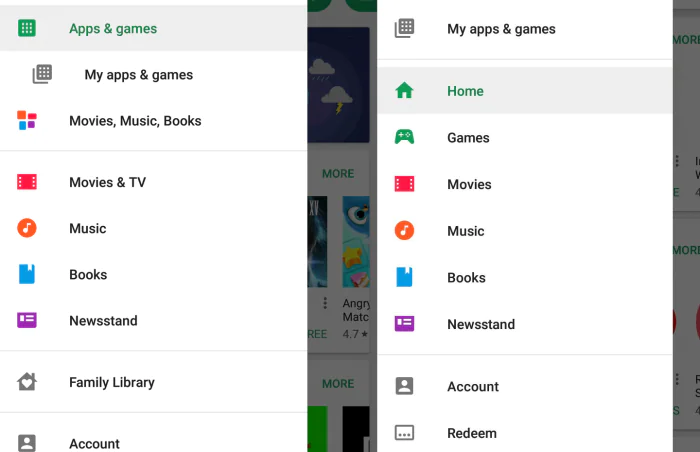 Google Play собирается сменить дизайн