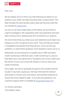 OnePlus признали утечку данных о банковских картах покупателей