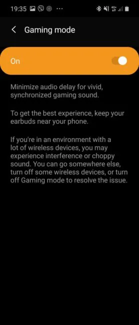 Galaxy Wearable Gaming Mode
