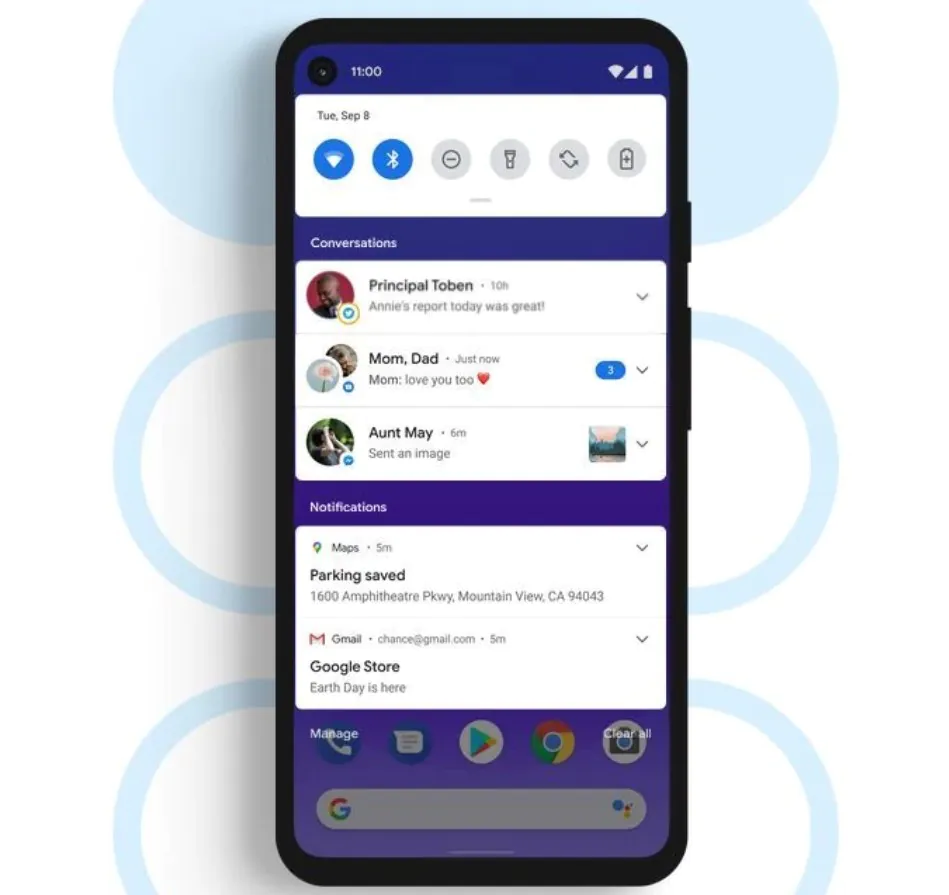 Android 11 Meddelanden Aviseringar - Konversationer