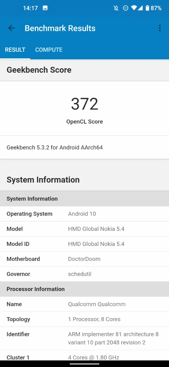 Nokia 5.4 Benchmark test