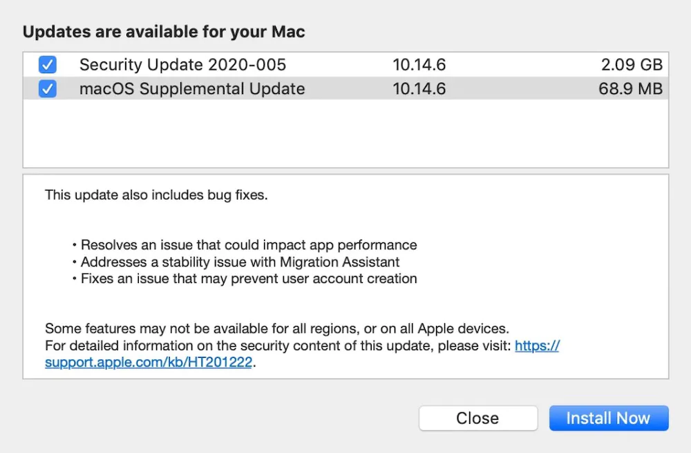 macOS supplemental update