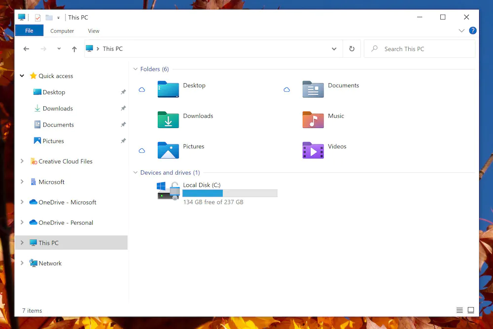 Microsoft Windows file explorer icons