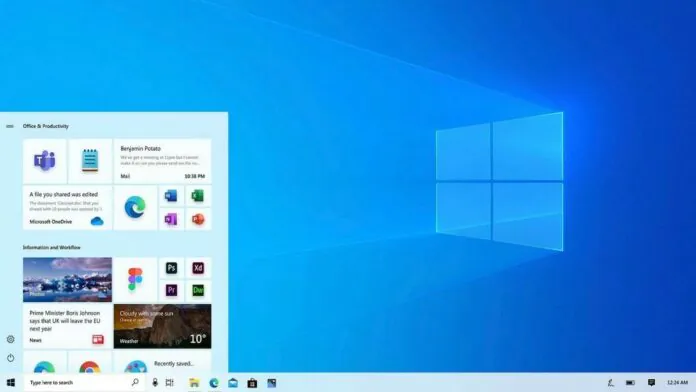 Microsoft 10 Windows 시작 메뉴