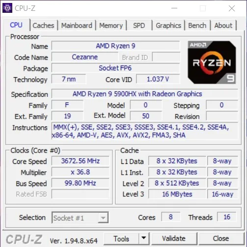ASUS ROG Strix SCAR 15 G533 - CPU