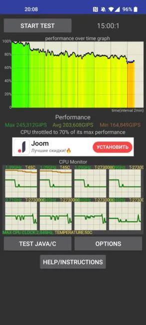 OnePlus 9 – Test tlumení CPU