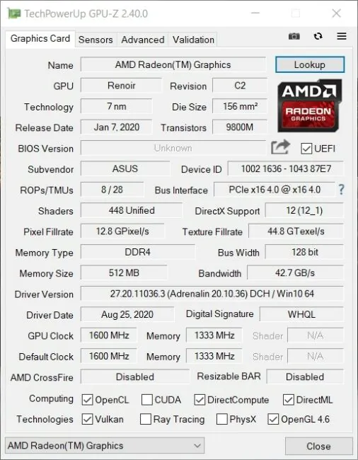 ASUS Mini PC PN50 - GPU