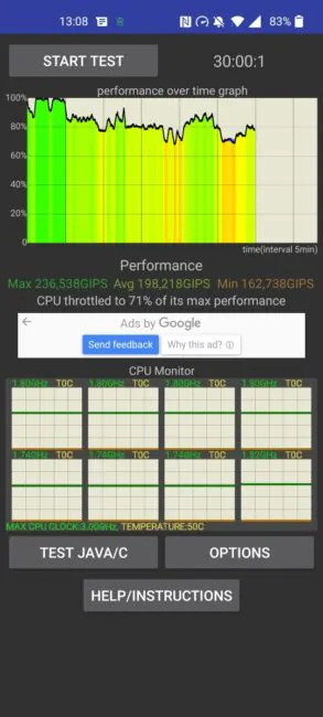 OnePlus Nord 2 5G - CPU Throttling Test