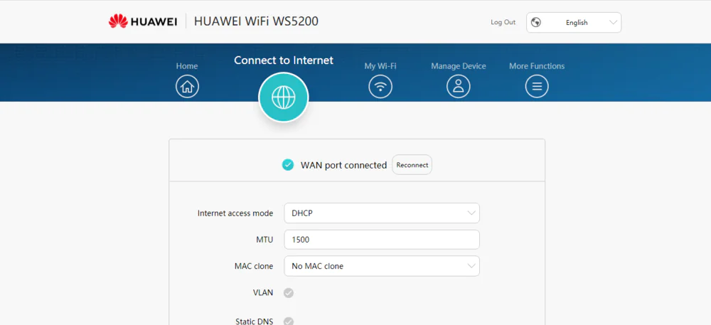 Huawei WiFi WS5200 интерфейс