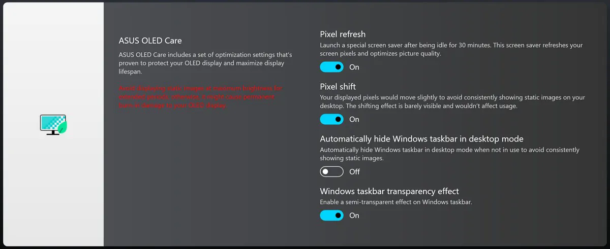 ASUS Vivokitap Pro 16X OLED (N7600) - Ekran Ayarları