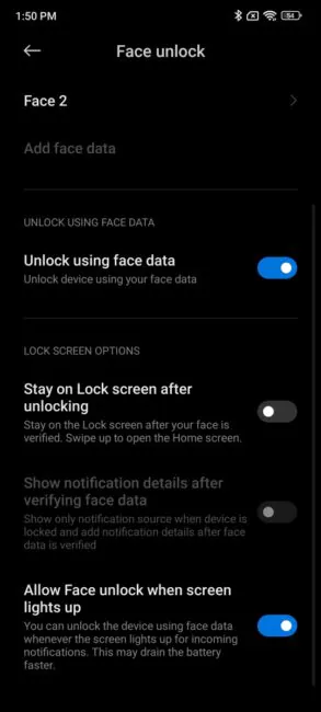 Redmi Note 11 - Ρυθμίσεις Face Unlock