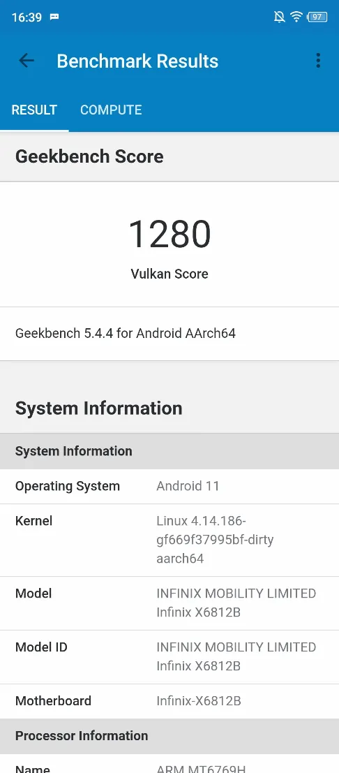 Infinix HETE 11S NFC - Benchmarks