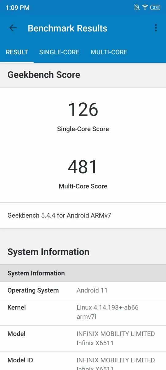 Infinix SMART 6 - Benchmarks