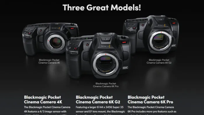 دوربین جیبی Blackmagic Cinema 6K G2
