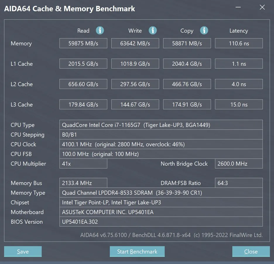ASUS ZenBook 14 Flip OLED - 基准测试