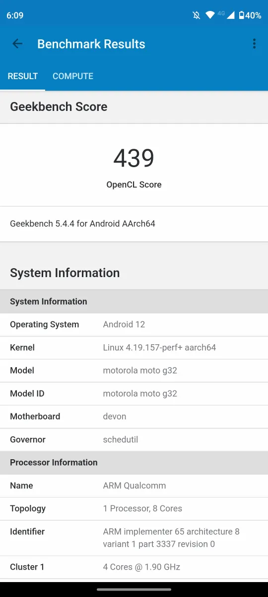 Motorola Moto G32 – merila uspešnosti