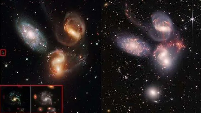 Stefan Quintet - Hubble and Webb