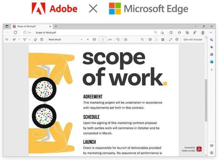 Microsoft Edge 및 Adobe Acrobat PDF 리더