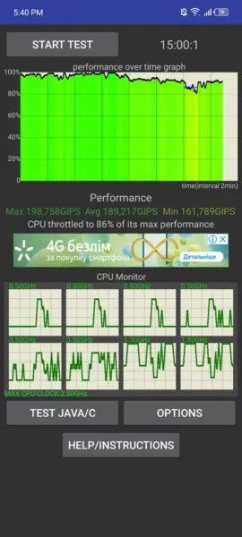 Infinix Zero Ultra CPU Stress Test