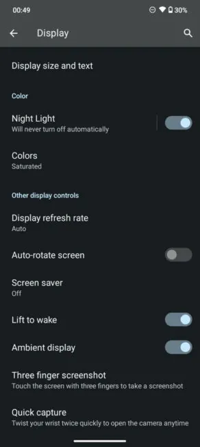 motor Android ekrani