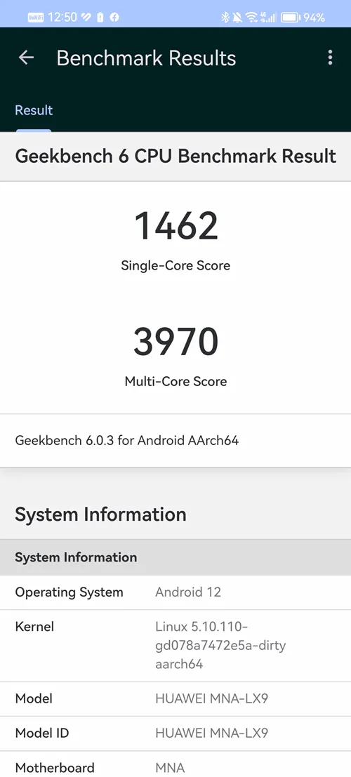 Huawei P60 Pro Geekbench