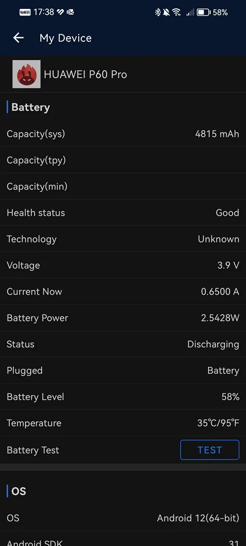 Huawei Informazioni AnTuTu P60 Pro