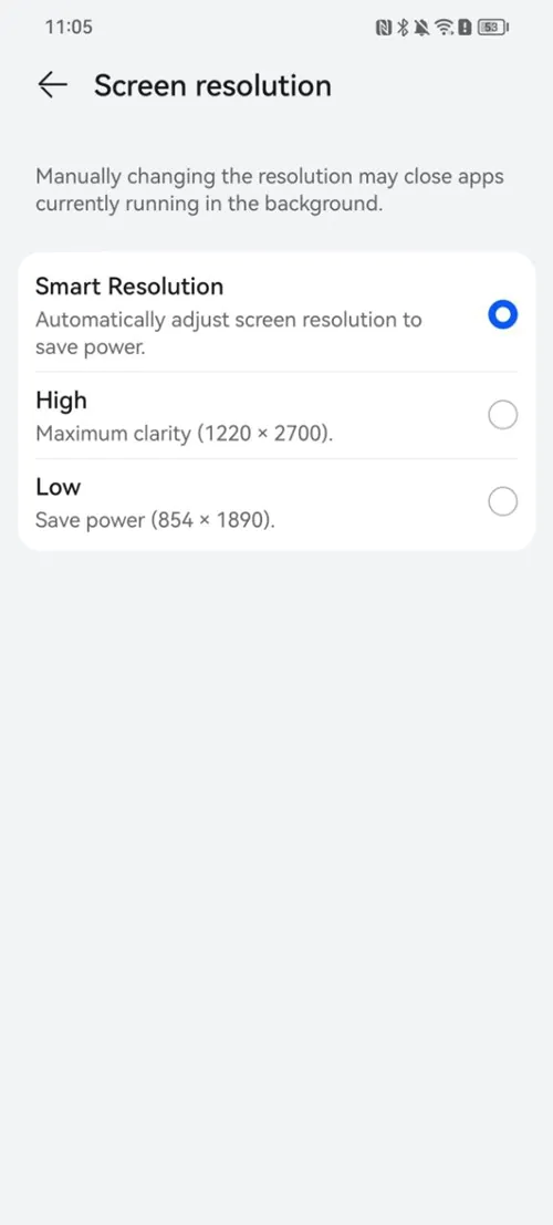 Huawei הגדרות תצוגה של P60 Pro