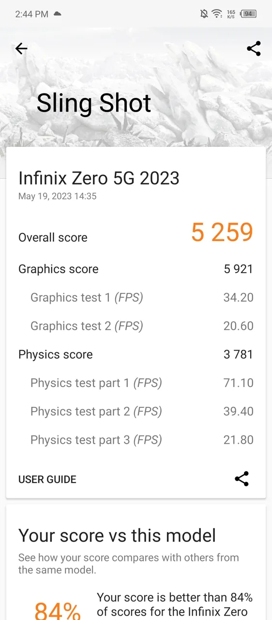 Infinix ภาพหน้าจอของ Zero 5G 2023