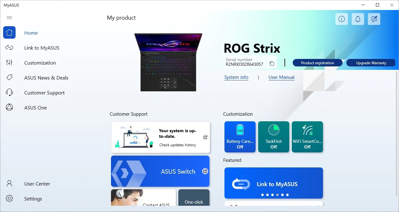 ASUS ROG Strix Scar 16 Software