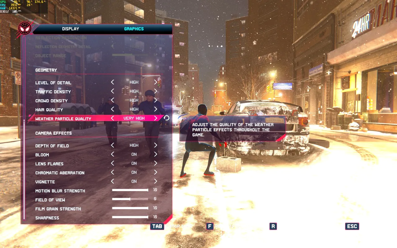 Spider-Man Miles Morales Settings