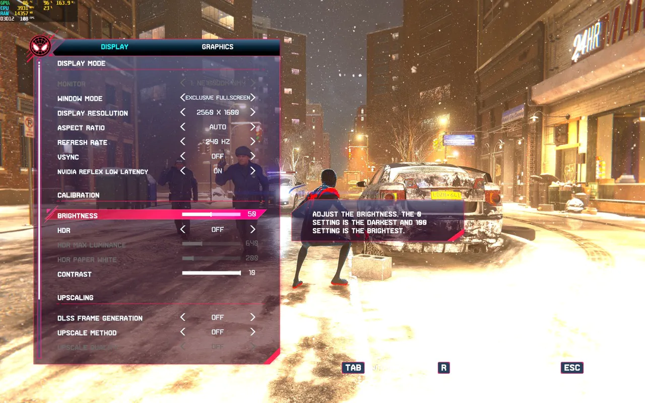 Spider-Man Miles Morales Settings