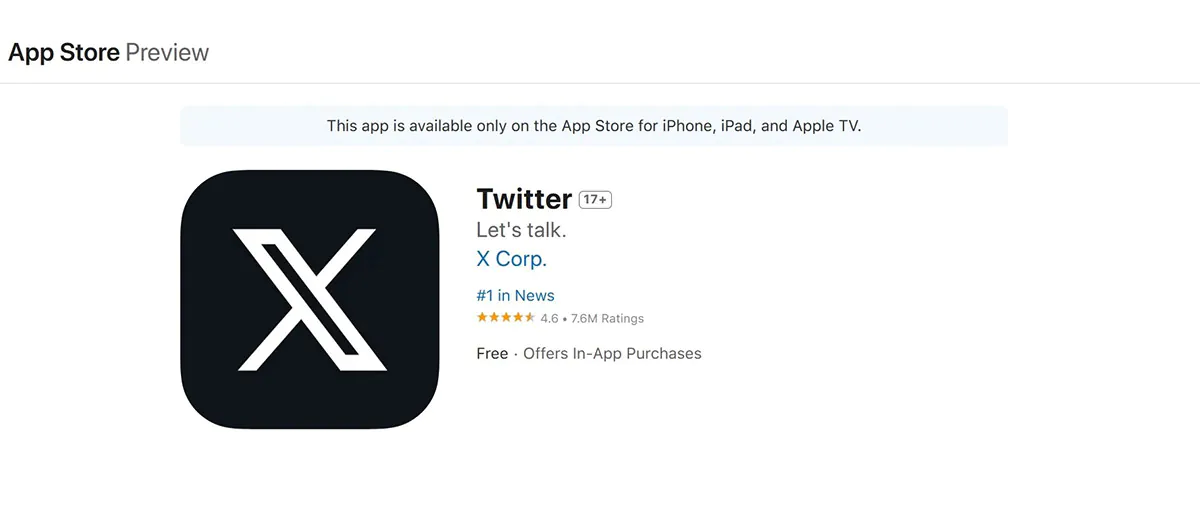 Apple пояснили, чому вони не дозволяють перейменувати “Twitter” на "X" в App Store