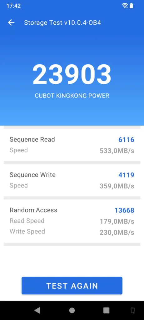 Cubot King Kong 9 Antutu benchmark score results