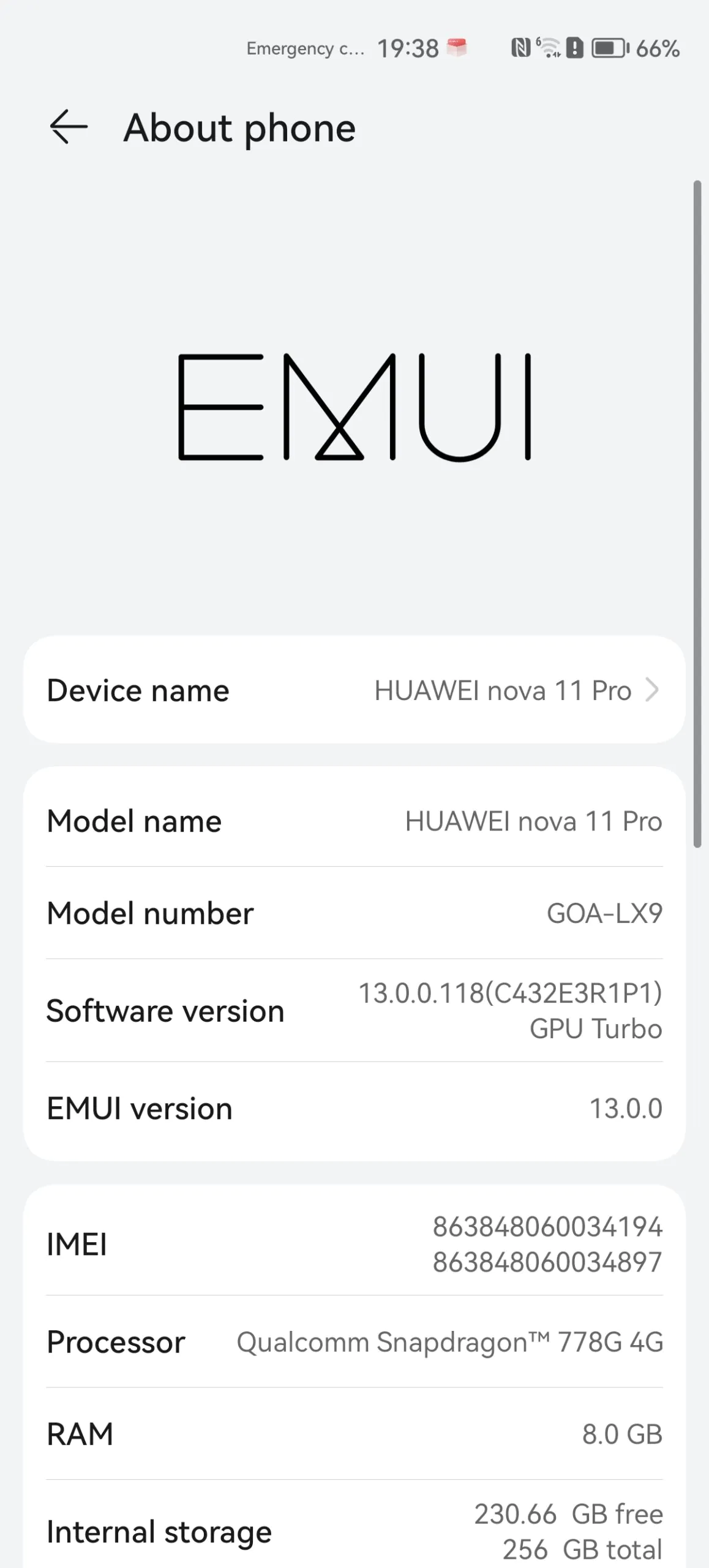 Nova 11 Pro EMUI