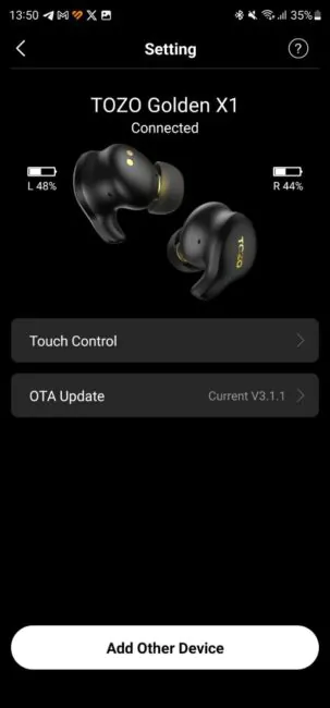 TOZO Sound App - Settings
