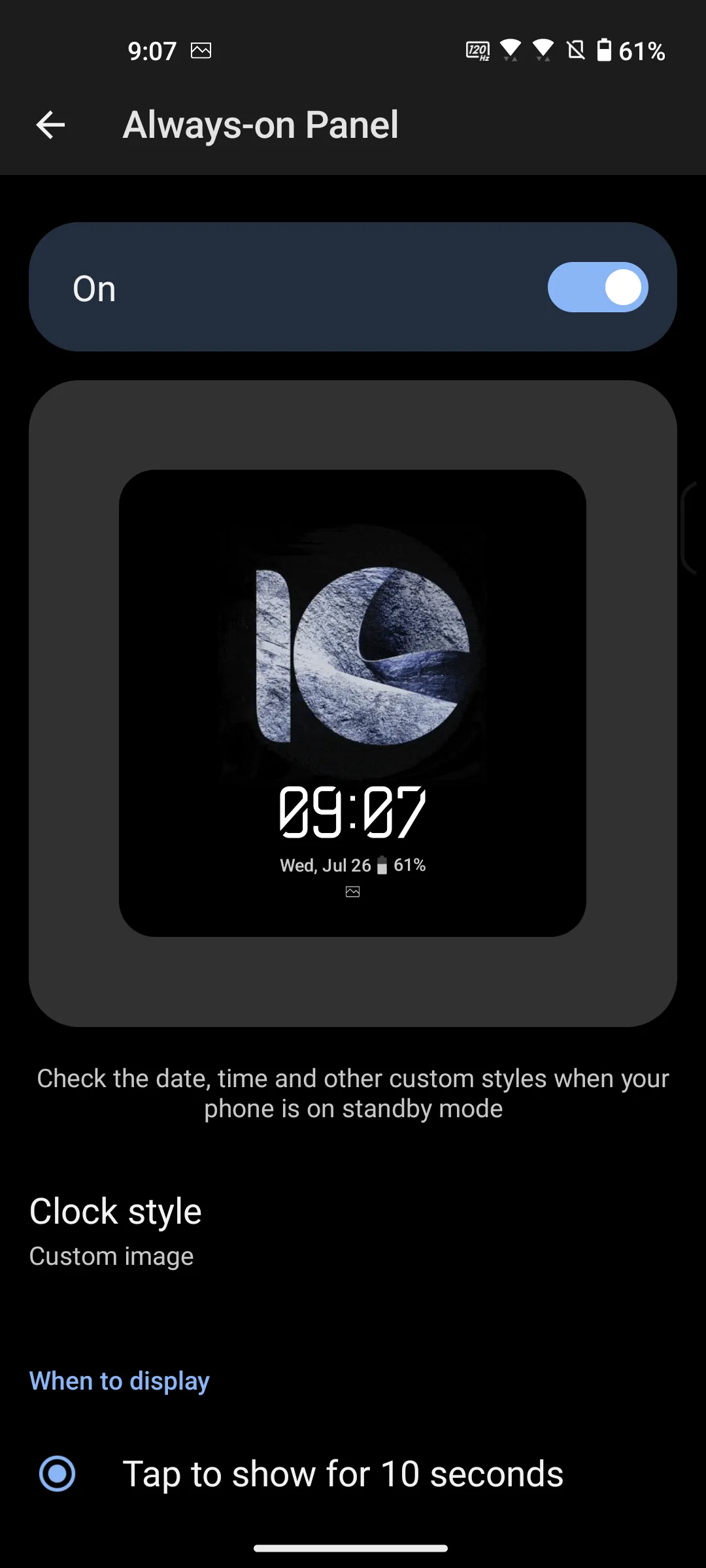 Zenfone 10 AoD settings
